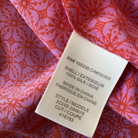 JOIE Women's Silk Pink Sleeveless Gemoetric Blouse Spring Top Feminine Tunic - Picture 8 of 8